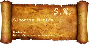 Simonits Miklós névjegykártya