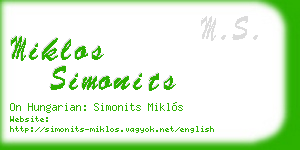 miklos simonits business card