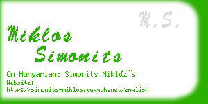 miklos simonits business card